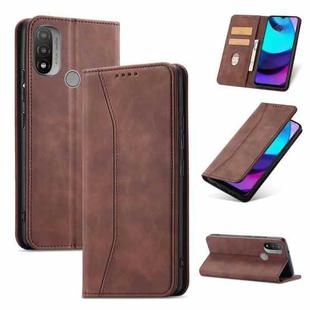 For Motorola Moto E20 / E30 Magnetic Dual-fold Leather Phone Case(Coffee)