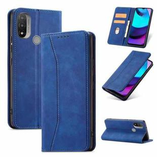 For Motorola Moto E20 / E30 Magnetic Dual-fold Leather Phone Case(Blue)