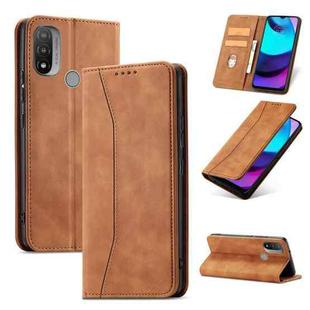 For Motorola Moto E20 / E30 Magnetic Dual-fold Leather Phone Case(Brown)