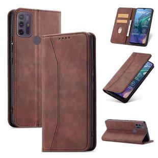 For Motorola Moto G10 / G20 Magnetic Dual-fold Leather Phone Case(Coffee)