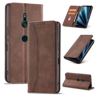 For Sony Xperia XZ3 Magnetic Dual-fold Leather Phone Case(Coffee)