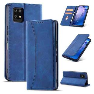 For Sharp Aquos Zero 6 Magnetic Dual-fold Leather Phone Case(Blue)