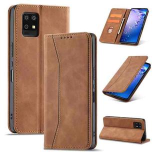 For Sharp Aquos Zero 6 Magnetic Dual-fold Leather Phone Case(Brown)