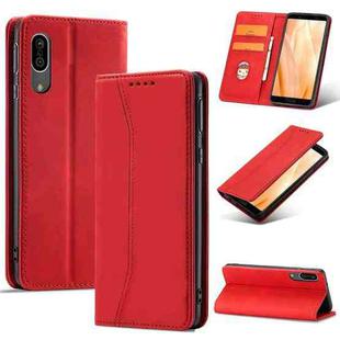 For Sharp Aquos Sense 3 Magnetic Dual-fold Leather Phone Case(Red)