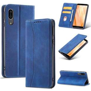 For Sharp Aquos Sense 3 Magnetic Dual-fold Leather Phone Case(Blue)