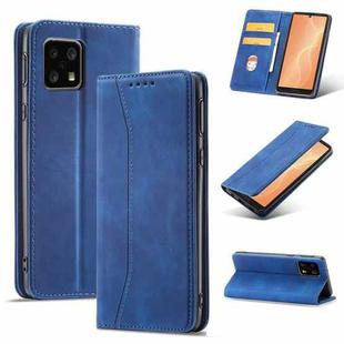 For Sharp Aquos Sense 4 5G Magnetic Dual-fold Leather Phone Case(Blue)