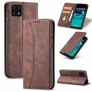 For Sharp Aquos Sense 6 Magnetic Dual-fold Leather Phone Case(Coffee)