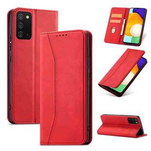 For Samsung Galaxy A03s 166mm Magnetic Dual-fold Leather Phone Case(Red)