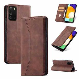 For Samsung Galaxy A03s 166mm Magnetic Dual-fold Leather Phone Case(Coffee)