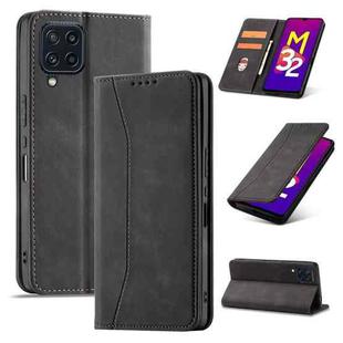 For Samsung Galaxy M32 4G Magnetic Dual-fold Leather Phone Case(Black)
