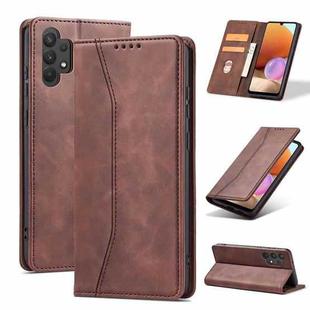 For Samsung Galaxy A32 5G Magnetic Dual-fold Leather Phone Case(Coffee)