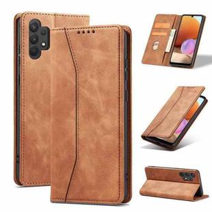 For Samsung Galaxy A32 5G Magnetic Dual-fold Leather Phone Case(Brown)