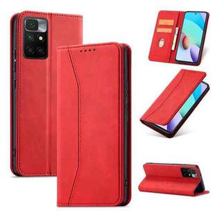 For Xiaomi Redmi 10 Magnetic Dual-fold Leather Phone Case(Red)