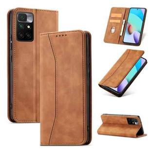 For Xiaomi Redmi 10 Magnetic Dual-fold Leather Phone Case(Brown)