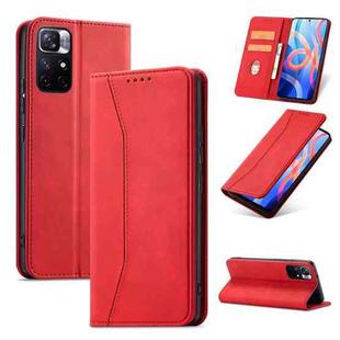 For Xiaomi Redmi Note 11 5G Magnetic Dual-fold Leather Phone Case(Red)