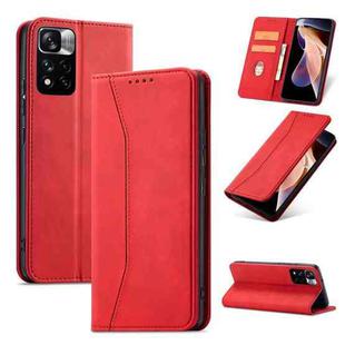 For Xiaomi Redmi Note 11 Pro 5G Magnetic Dual-fold Leather Phone Case(Red)