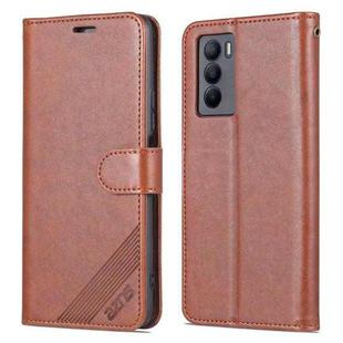 For vivo T1 5G AZNS Sheepskin Texture Flip Leather Phone Case(Brown)