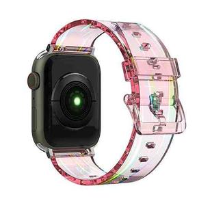 Colorful Transparent Silicone Watch Band For Apple Watch Ultra 49mm / Series 8&7 45mm / SE 2&6&SE&5&4 44mm / 3&2&1 42mm(Red)