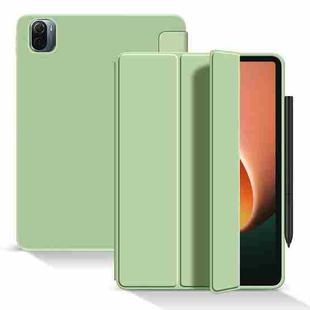 For Xiaomi Pad 5 / Pad 5 Pro Skin Feel Matte Honeycomb Leather Tablet Case with Tri-fold Bracket(Light Green)
