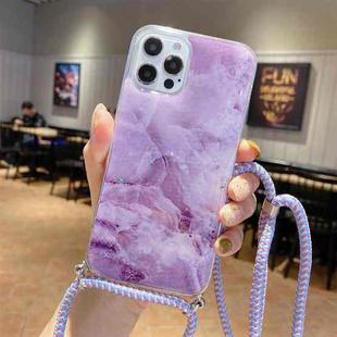 For iPhone 13 Pro Marble Pattern Lanyard Phone Case (7)