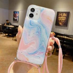 For iPhone 12 Marble Pattern Lanyard Phone Case(1)