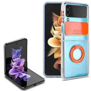 For Samsung Galaxy Z Flip3 5G Sliding Camera Design TPU Phone Case with Ring Holder(Orange)
