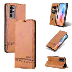 For vivo S10e / V23e AZNS Magnetic Calf Texture Horizontal Flip Leather Phone Case(Light Brown)