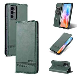 For vivo S10e / V23e AZNS Magnetic Calf Texture Horizontal Flip Leather Phone Case(Dark Green)