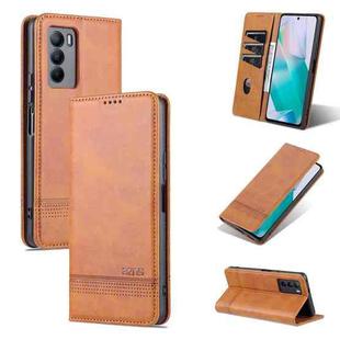 For vivo T1 AZNS Magnetic Calf Texture Horizontal Flip Leather Phone Case(Light Brown)