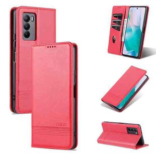 For vivo T1 AZNS Magnetic Calf Texture Horizontal Flip Leather Phone Case(Red)