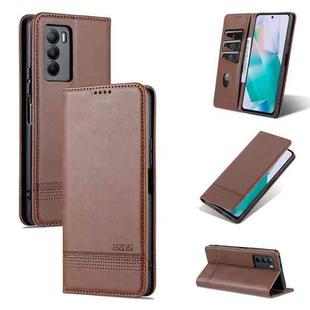 For vivo T1 AZNS Magnetic Calf Texture Horizontal Flip Leather Phone Case(Dark Brown)