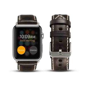 For Apple Watch Series 8&7 41mm / SE 2&6&SE&5&4 40mm / 3&2&1 38mm Oil Wax Retro Cowhide Strap Watch Band(Black)