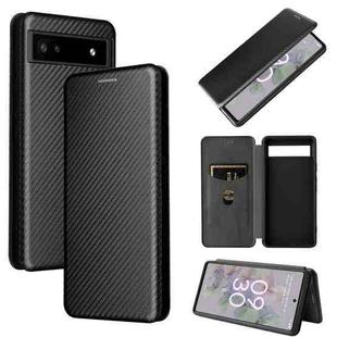 For Google Pixel 6a Carbon Fiber Texture Horizontal Flip Leather Phone Case(Black)