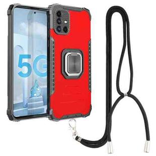 For Samsung Galaxy A51 5G Lanyard Aluminum TPU Case(Red)