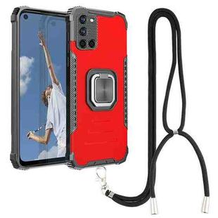 For Samsung Galaxy A52 4G / 5G Lanyard Aluminum TPU Case(Red)