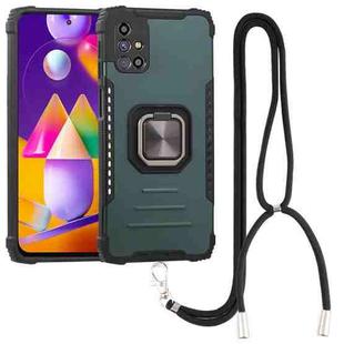 For Samsung Galaxy M31s Lanyard Aluminum TPU Case(Green)