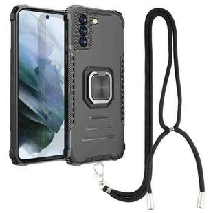 For Samsung Galaxy S21 FE 5G Lanyard Aluminum TPU Case(Black)