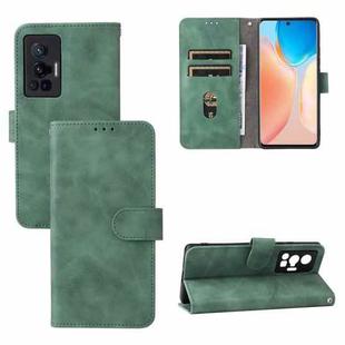 For vivo X70 Pro Solid Color Skin Feel Magnetic Buckle Leather Phone Case(Green)