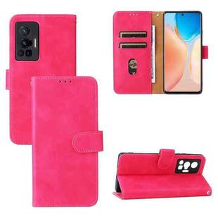 For vivo X70 Pro Solid Color Skin Feel Magnetic Buckle Leather Phone Case(Rose Red)