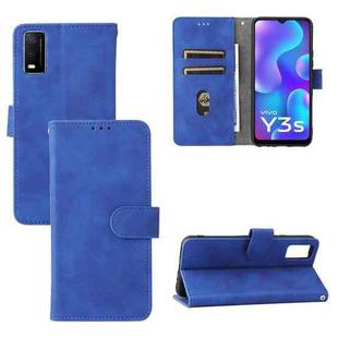 For vivo Y3s 2021 Solid Color Skin Feel Magnetic Buckle Leather Phone Case(Blue)