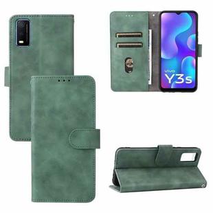 For vivo Y3s 2021 Solid Color Skin Feel Magnetic Buckle Leather Phone Case(Green)