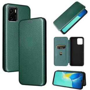 For vivo Y15s / Y15a Carbon Fiber Texture Horizontal Flip Leather Phone Case(Green)