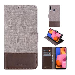 For Galaxy A20s MUMXA MX102 Horizontal Flip Canvas Stitching Leather Case with Holder & Card Slots & Wallet(Brown)