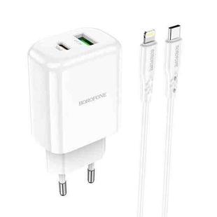 Borofone BN4 Potential PD20W+QC3.0 USB Charger with Type-C to 8 Pin Cable, EU Plug(White)