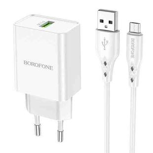 Borofone BN5 Single QC3.0 USB Charger with USB to Micro USB Cable, EU Plug(White)