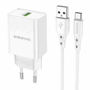 Borofone BN5 Single QC3.0 USB Charger with USB to Type-C Cable, EU Plug(White)