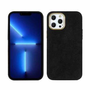 For iPhone 13 Pro Plush Roughout PU Phone Case (Black)