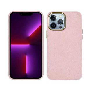 For iPhone 13 Pro Max Plush Roughout PU Phone Case (Pink)