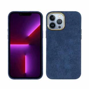 For iPhone 13 Pro Max Plush Roughout PU Phone Case (Blue)