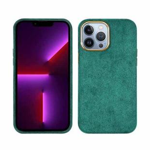 For iPhone 13 Pro Max Plush Roughout PU Phone Case (Green)